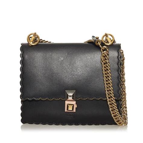 fendi kan i small leather cross body bag|Fendi bag with thick strap.